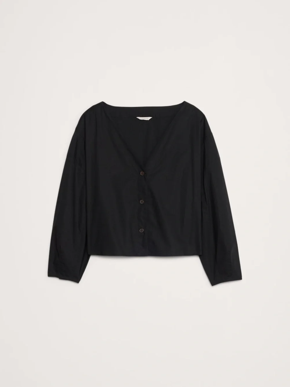 Banana Republic Black Cotton Poplin Volume Sleeve Top Medium Relaxed